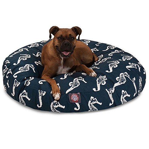 Picture of MajesticPet 788995510918 42 in. Sea Horse Round Pet Bed, Navy Blue - Large
