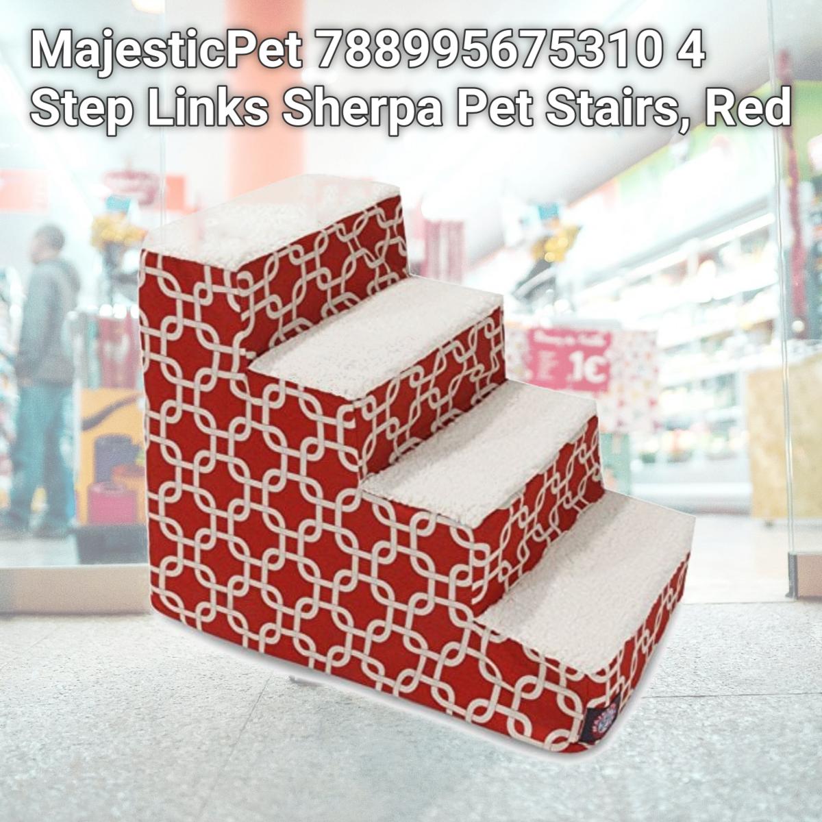 Picture of MajesticPet 788995675310 4 Step Links Sherpa Pet Stairs, Red