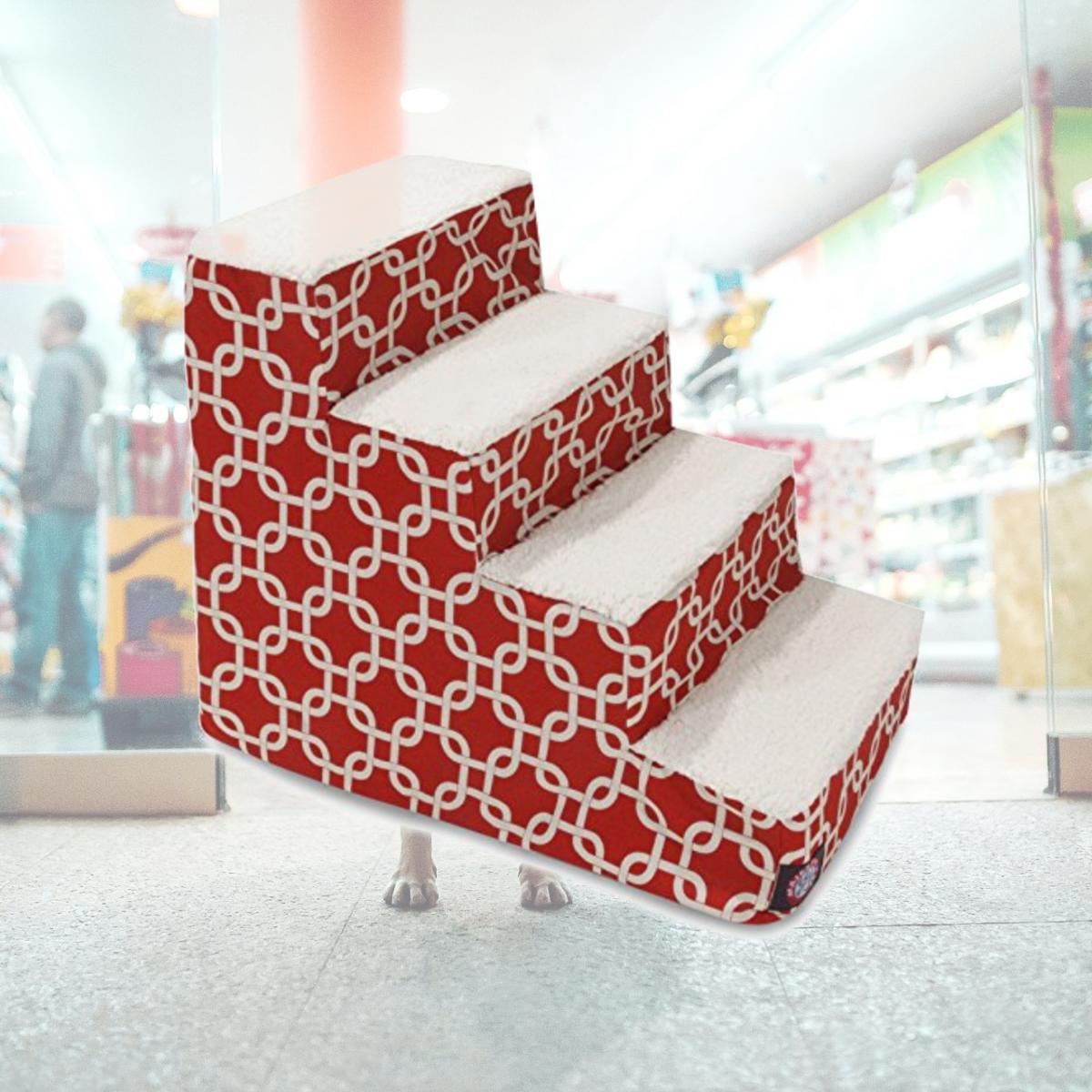 Picture of MajesticPet 788995675310 4 Step Links Sherpa Pet Stairs, Red