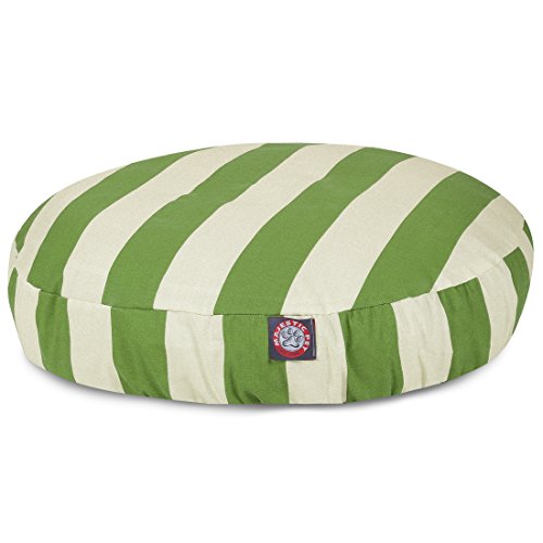 30 in. Vertical Stripe Round Pet Bed - Sage - Small