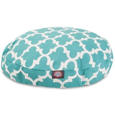 30 in. Trellis Round Pet Bed - Teal - Small