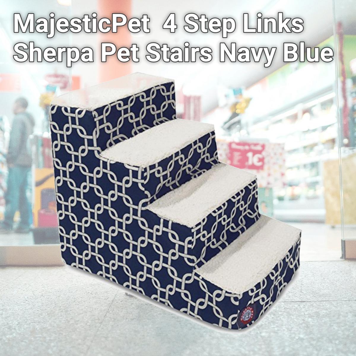 Picture of MajesticPet 788995675297 4 Step Links Sherpa Pet Stairs, Navy Blue