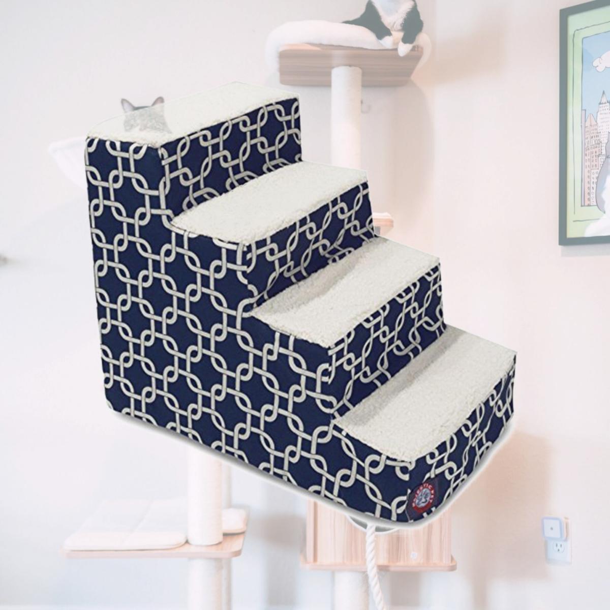 Picture of MajesticPet 788995675297 4 Step Links Sherpa Pet Stairs, Navy Blue