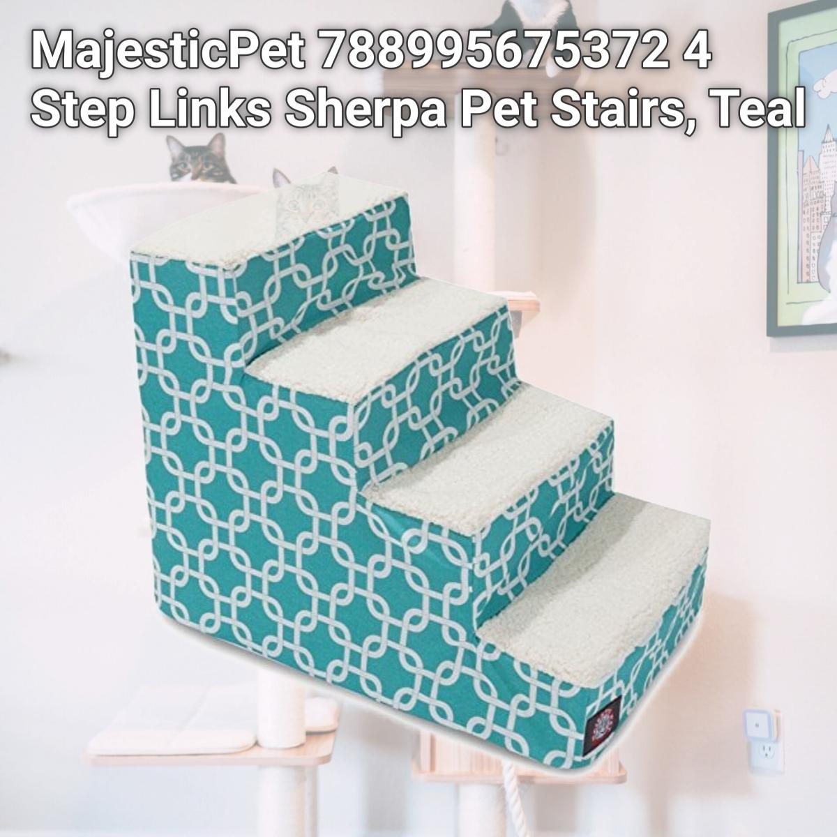 Picture of MajesticPet 788995675372 4 Step Links Sherpa Pet Stairs, Teal