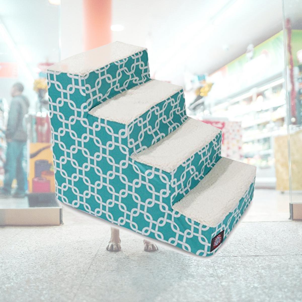 Picture of MajesticPet 788995675372 4 Step Links Sherpa Pet Stairs, Teal