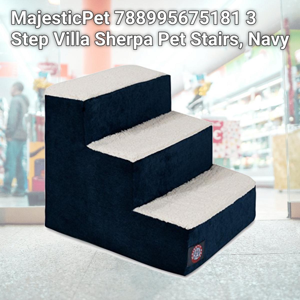 Picture of MajesticPet 788995675181 3 Step Villa Sherpa Pet Stairs, Navy