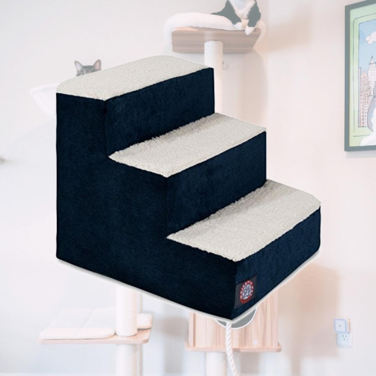 Picture of MajesticPet 788995675181 3 Step Villa Sherpa Pet Stairs, Navy