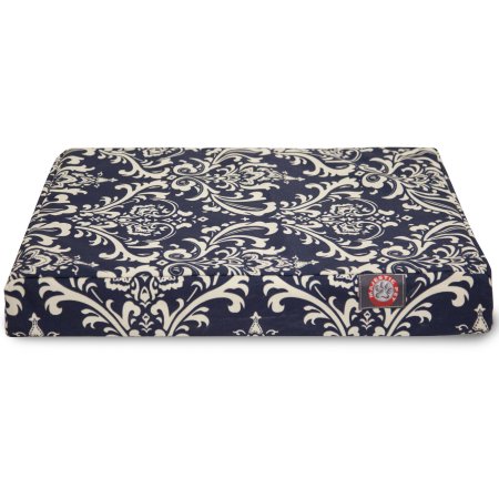 78899551407 French Quarter Orthopedic Memory Foam Rectangle Dog Pet Bed, Navy Blue - Medium -  Majestic Pet Products, 788995514077