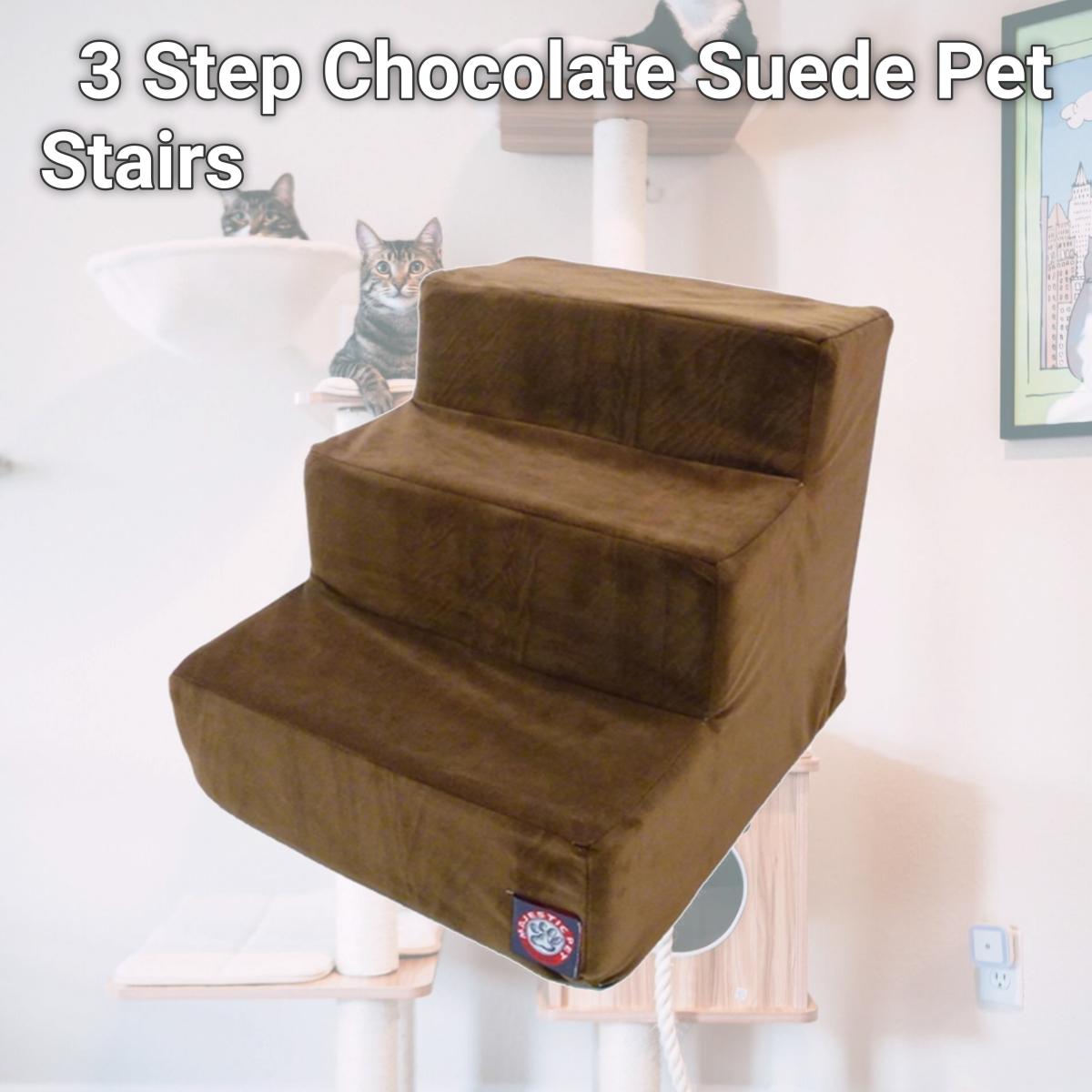 Picture of Majestic Pet Products 788995675082 3 Step Chocolate Suede Pet Stairs