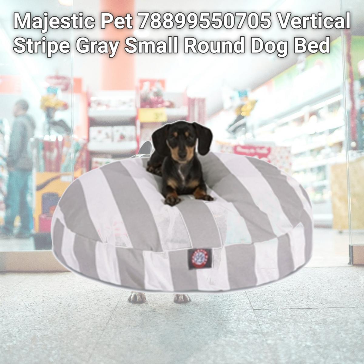 Picture of Majestic Pet 78899550705 Vertical Stripe Gray Small Round Dog Bed