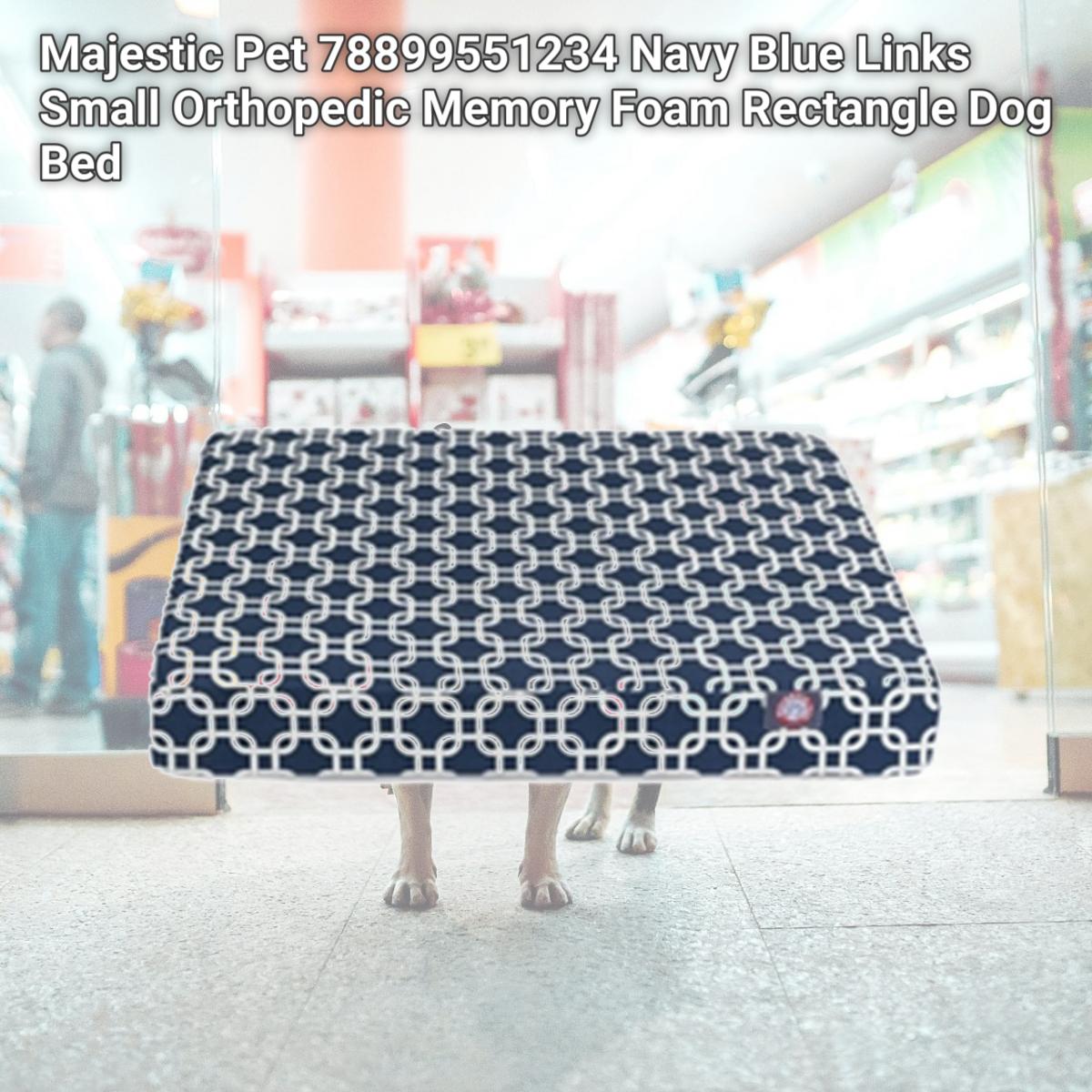 Picture of Majestic Pet 78899551234 Navy Blue Links Small Orthopedic Memory Foam Rectangle Dog Bed