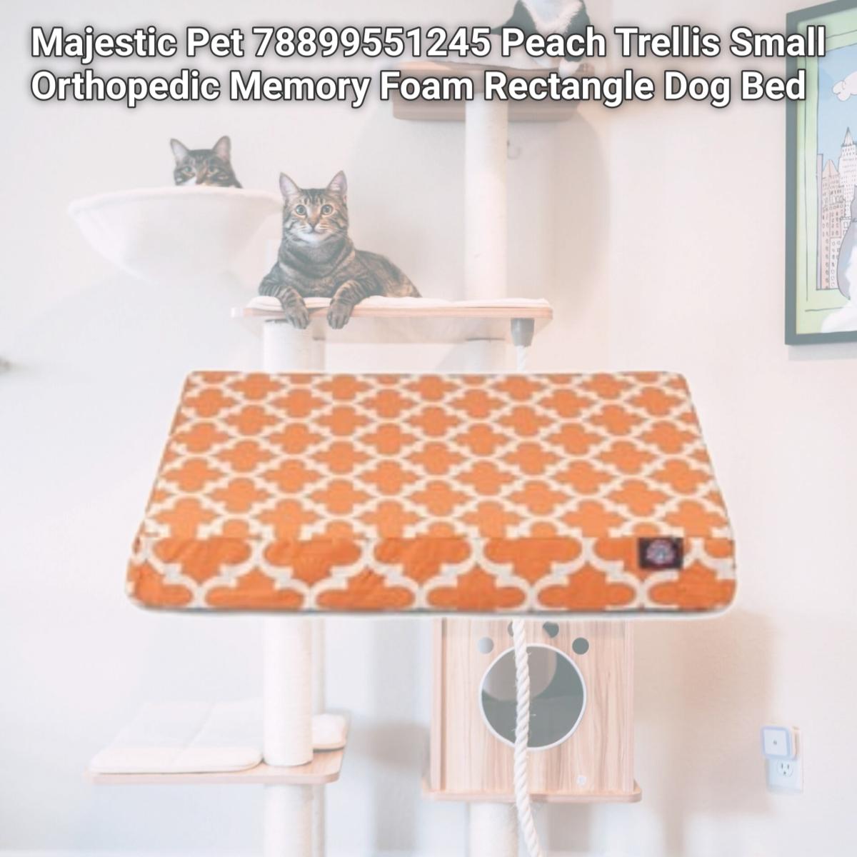 Picture of Majestic Pet 78899551245 Peach Trellis Small Orthopedic Memory Foam Rectangle Dog Bed