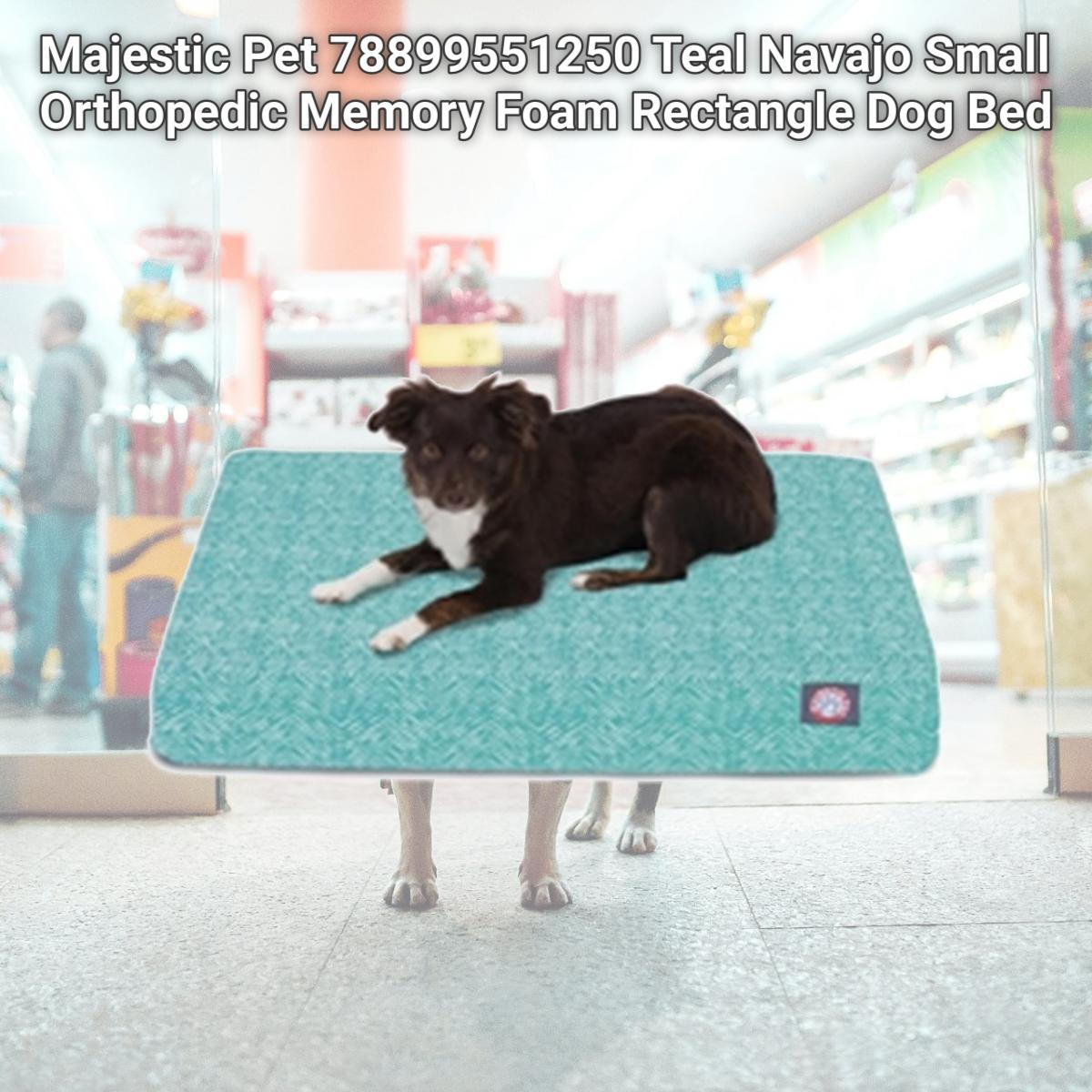 Picture of Majestic Pet 78899551250 Teal Navajo Small Orthopedic Memory Foam Rectangle Dog Bed