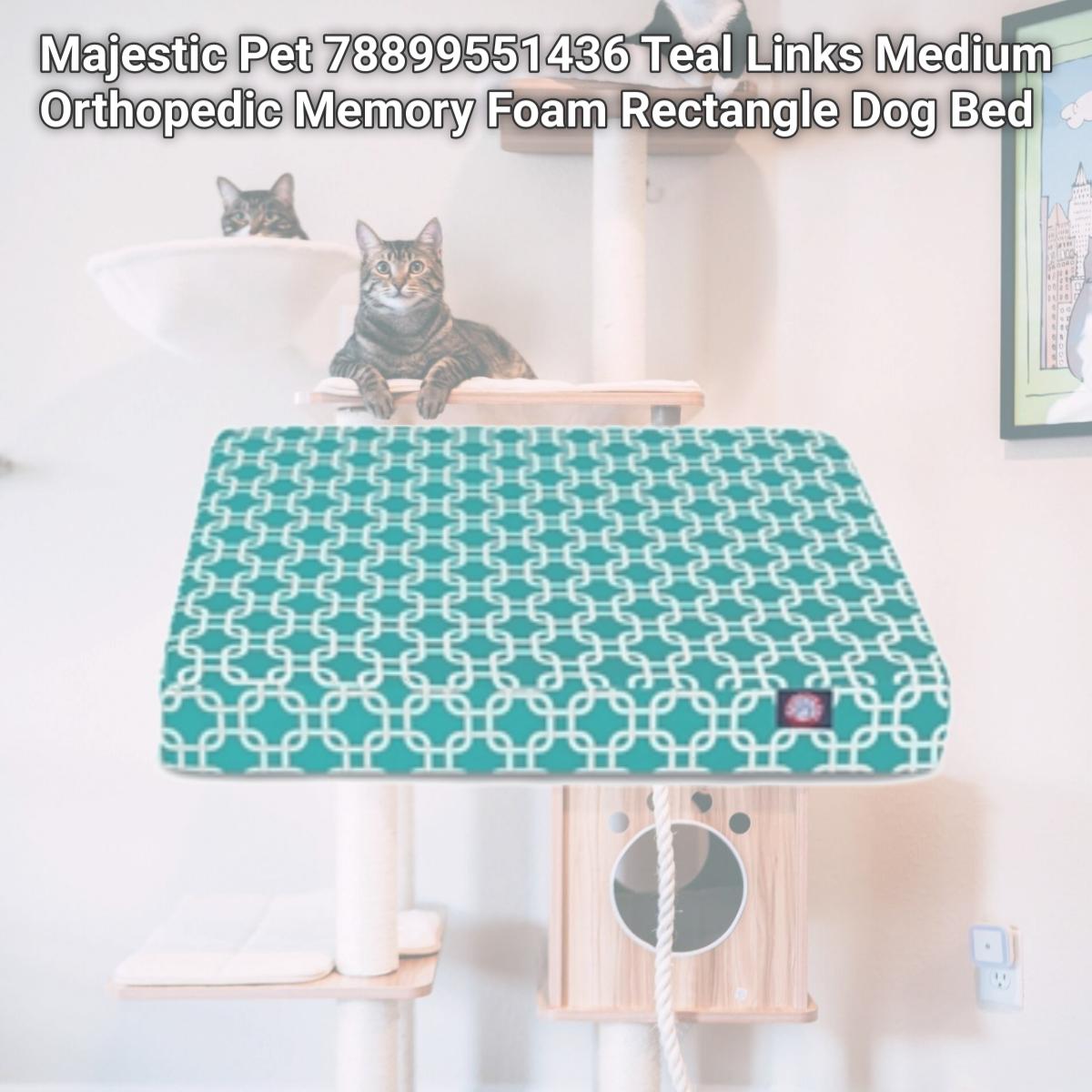 Picture of Majestic Pet 78899551436 Teal Links Medium Orthopedic Memory Foam Rectangle Dog Bed