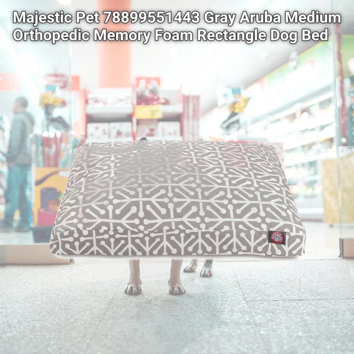 Picture of Majestic Pet 78899551443 Gray Aruba Medium Orthopedic Memory Foam Rectangle Dog Bed