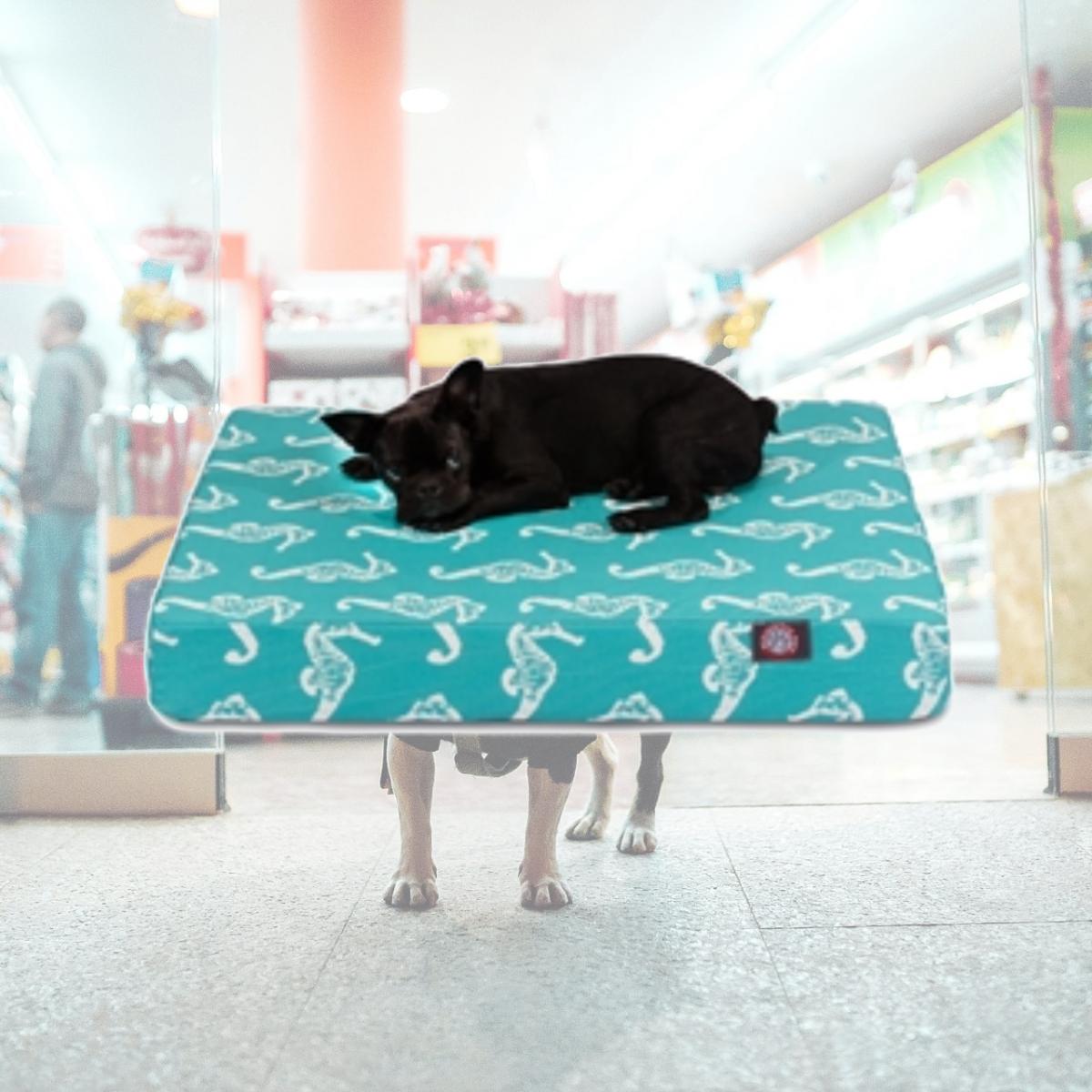 Picture of Majestic Pet 78899551453 Teal Sea Horse Medium Orthopedic Memory Foam Rectangle Dog Bed