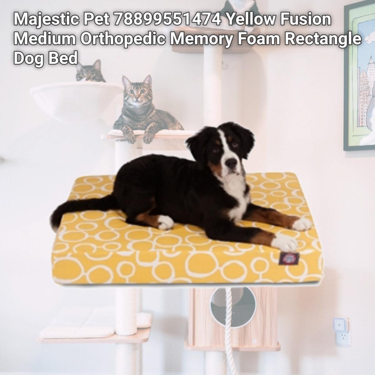 Picture of Majestic Pet 78899551474 Yellow Fusion Medium Orthopedic Memory Foam Rectangle Dog Bed