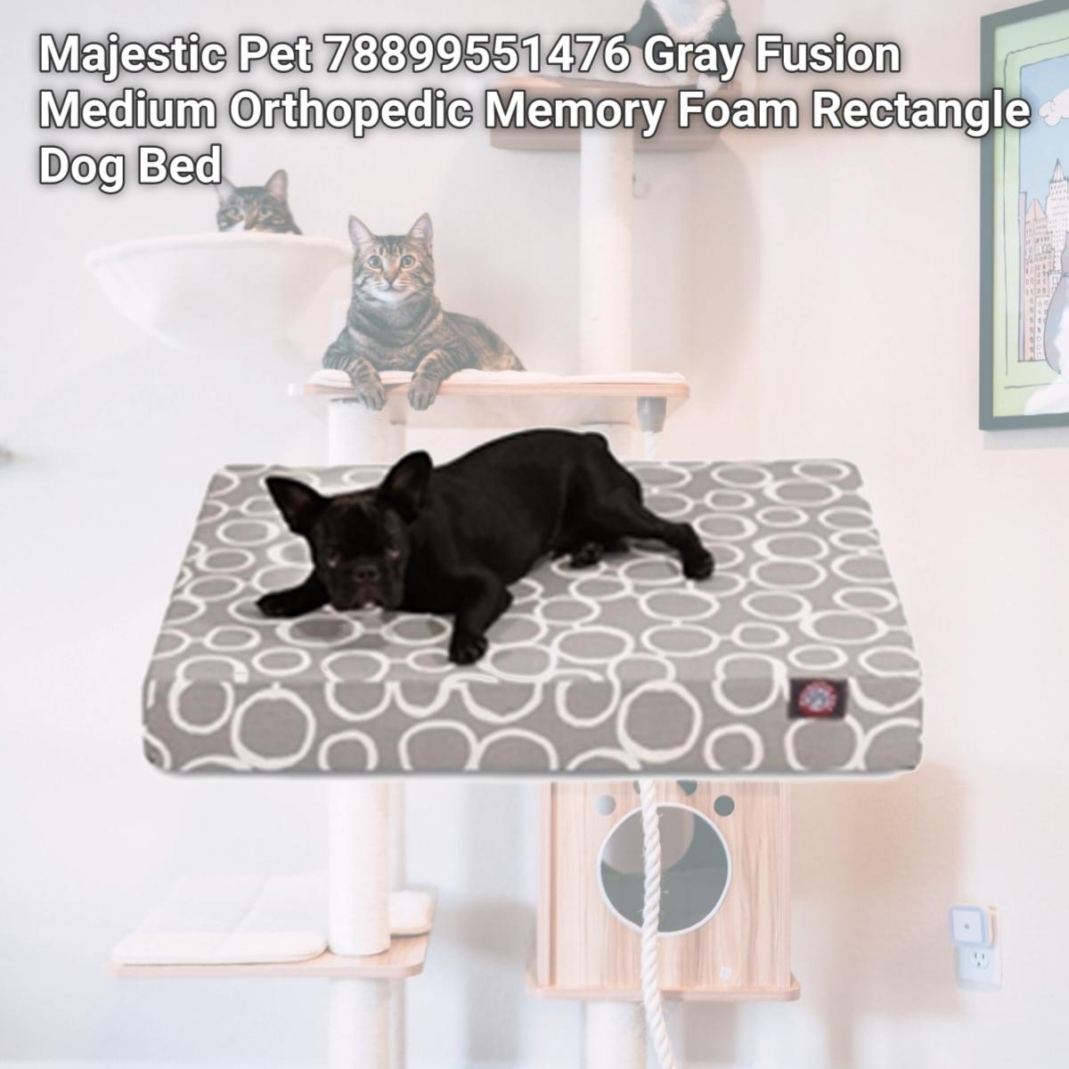 Picture of Majestic Pet 78899551476 Gray Fusion Medium Orthopedic Memory Foam Rectangle Dog Bed