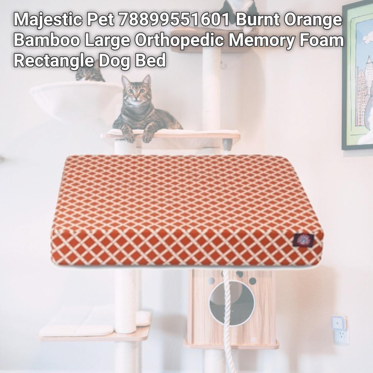 Picture of Majestic Pet 78899551601 Burnt Orange Bamboo Large Orthopedic Memory Foam Rectangle Dog Bed