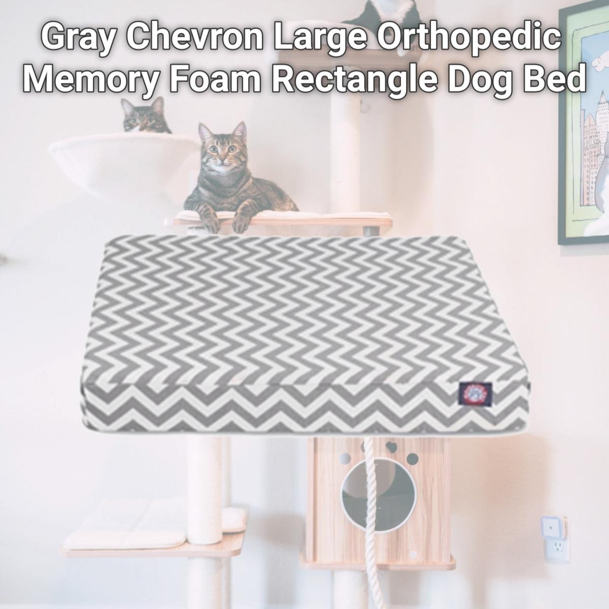 Picture of Majestic Pet 78899551628 Gray Chevron Large Orthopedic Memory Foam Rectangle Dog Bed