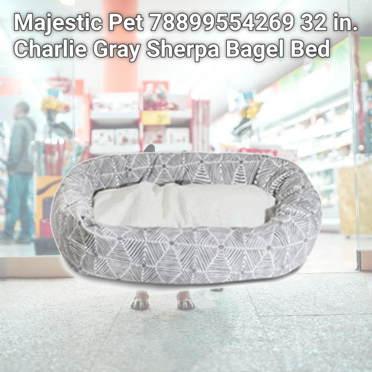Picture of Majestic Pet 78899554269 32 in. Charlie Gray Sherpa Bagel Bed