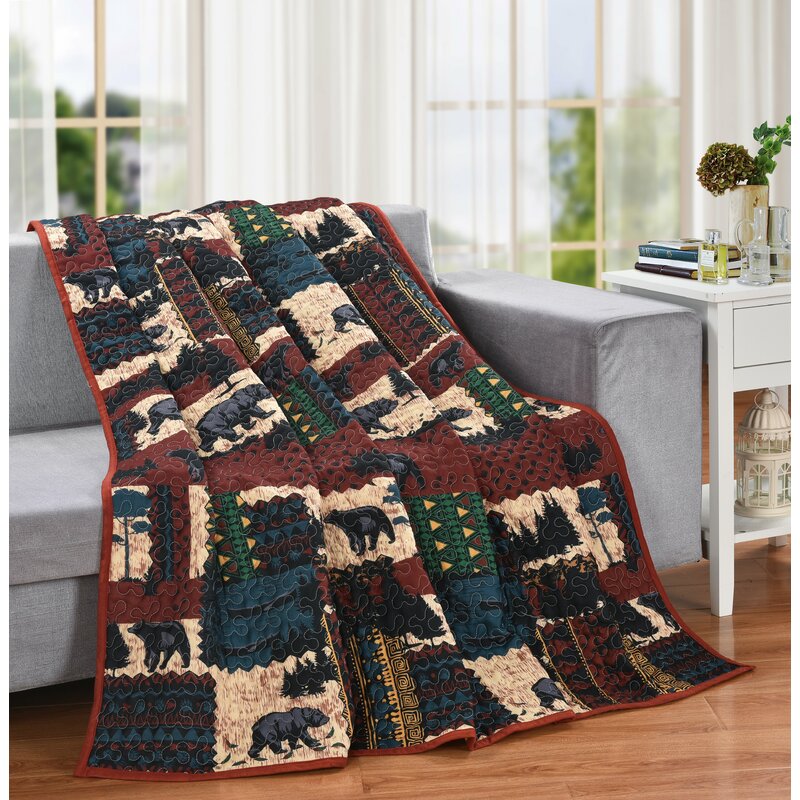 60 x 50 in. Bears Scarlet & Black Patchwork Decorative Throw Quilt Blanket, Multi Color -  Convenience Concepts, HI3035489