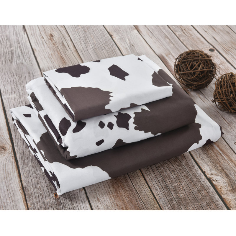 Cow Hide Print Animal Print Sheet, Brown & White - Full Size