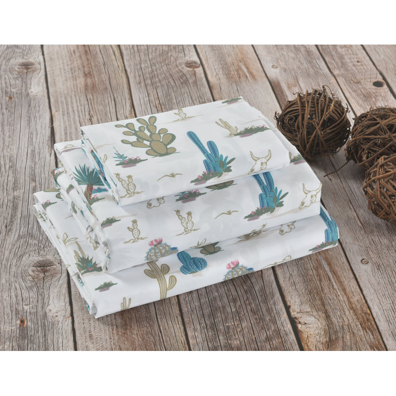 Saguaro Desert Cactus Print Sheet Set, Multi Color - King Size