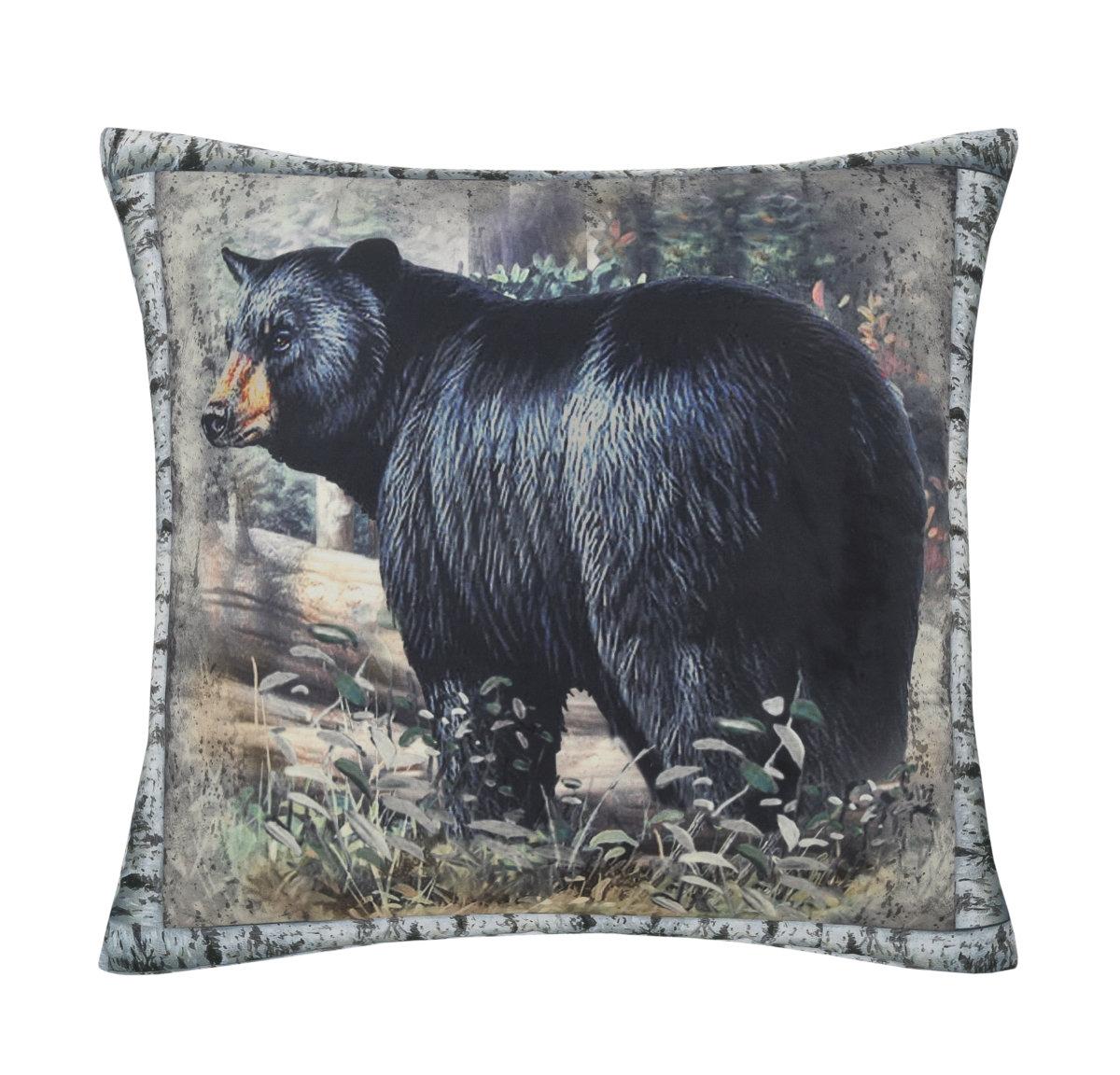 16 x 16 in. Bear Lodge Walking Bear Decorative Accent Throw Pillow, Black & Multi Color