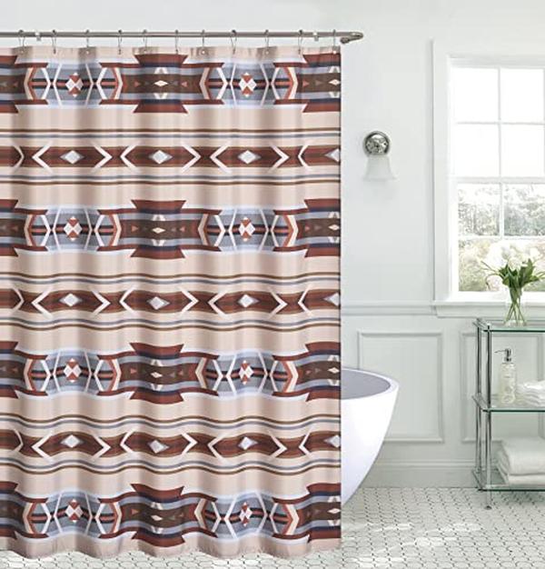 Picture of De Leon Collections 62275 72 x 71.5 in. Tribal Desert Diamond Stripes Decorative Shower Curtain&#44; Multi Color