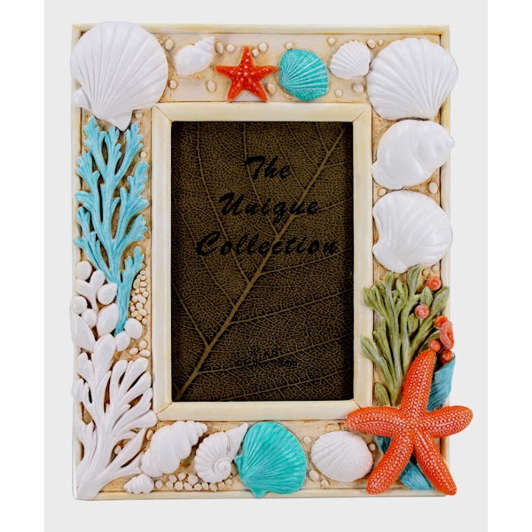 Picture of De Leon Collections 14060 Seaside Splendor Ocean Nautical Beach Coral Seashells 6 x 4 Standing Hanging Photo Picture Frame