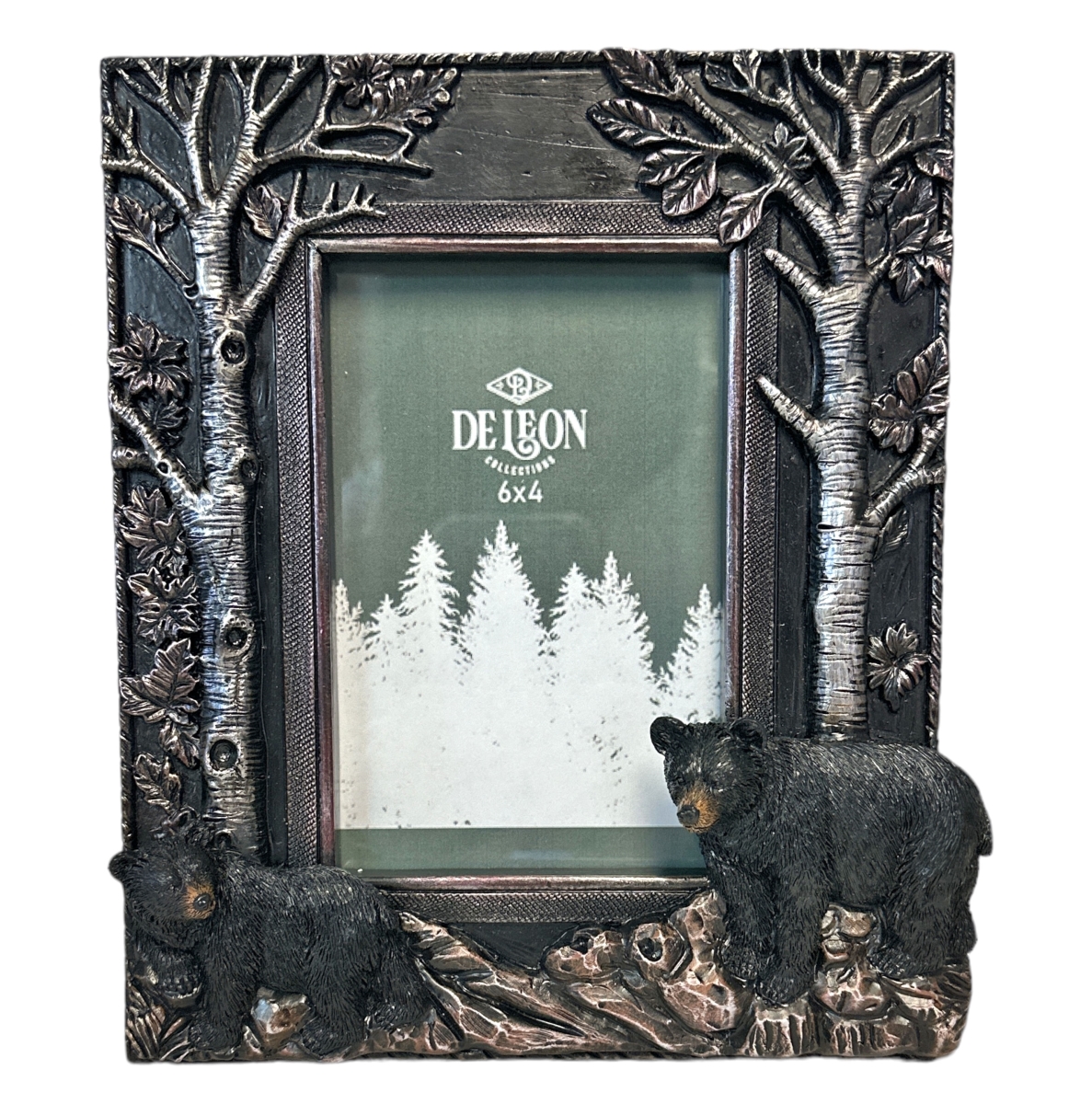 Picture of De Leon Collections 14848 Black Bear Cub Family Woodland Forest Nature 6 x 4 Standing Hanging Photo Picture Frame