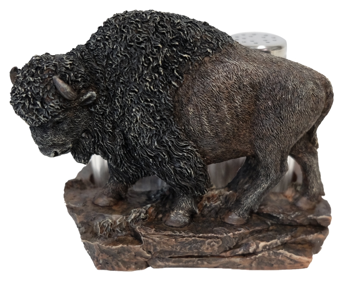 Picture of De Leon Collections 15506 Polyresin North American Bison Buffalo Majestic Western Themed Salt and Pepper Shaker Holder Set