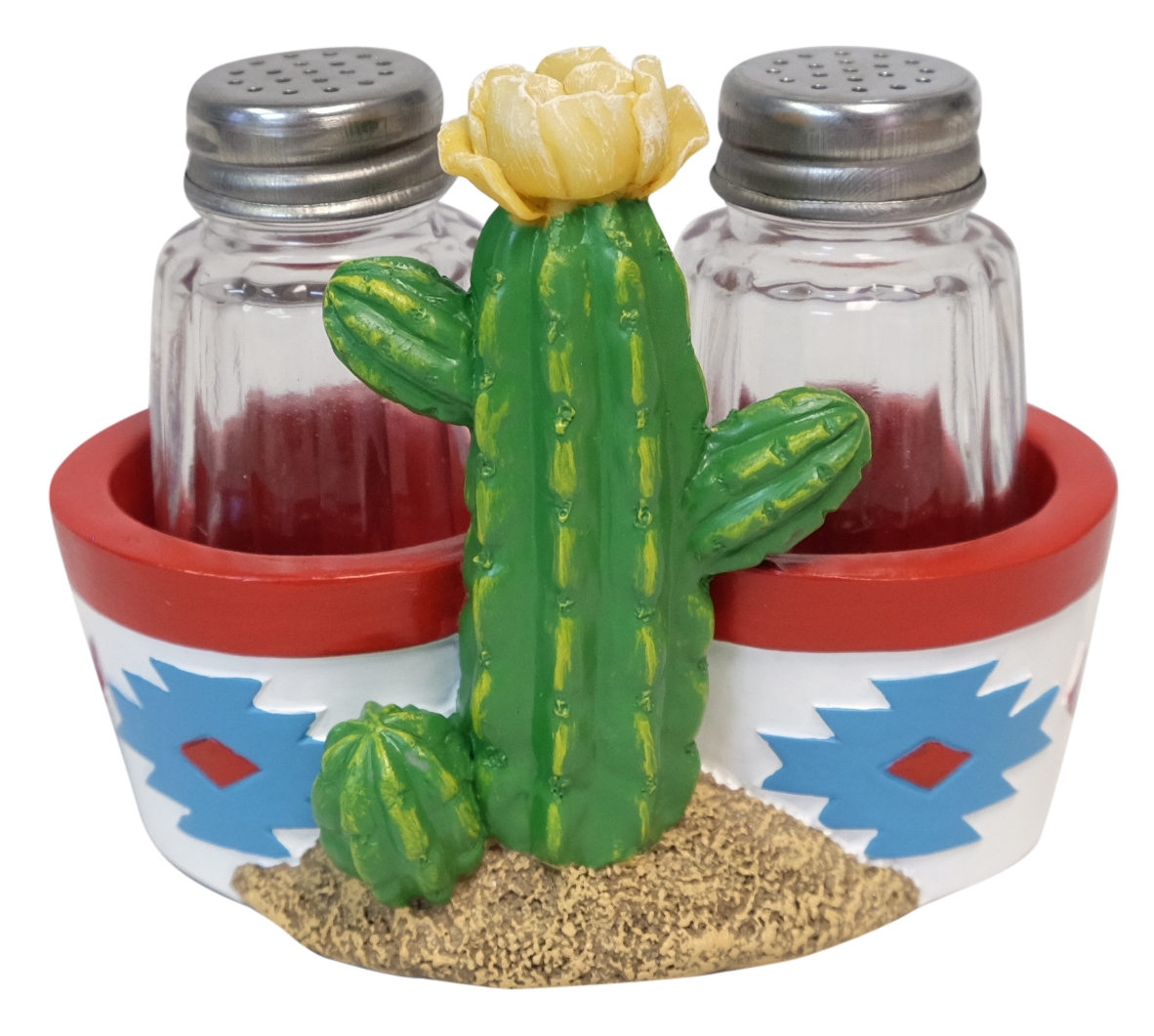 Picture of De Leon Collections 14136 Polyresin Southwestern Tribal Desert Cactus Farmhouse Country Salt and Pepper Shaker Holder Set
