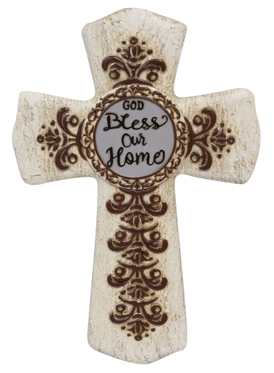 14133 God Bless Our Home Vintage Rustic Hanging Wall Cross Dcor