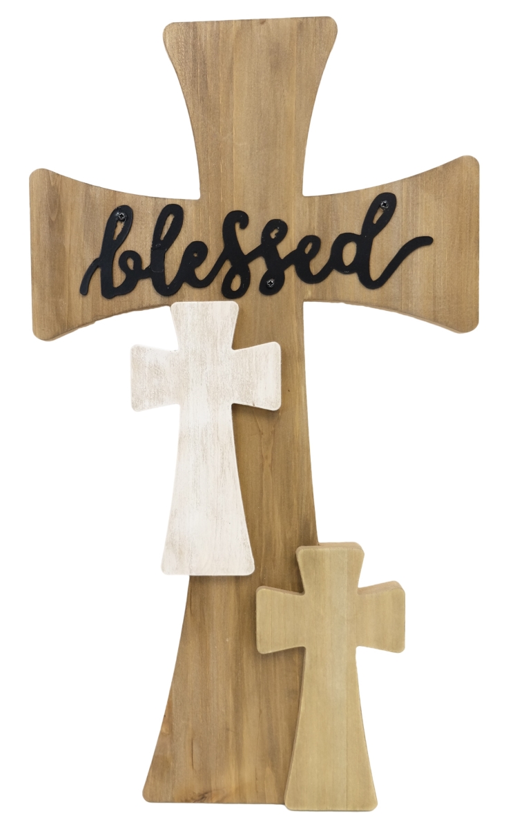 14448 Black Blessed Multi Wood Cross Cluster Religous Hanging Wall Cross Dcor