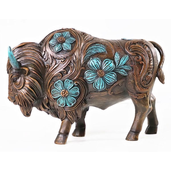 14093 Tooled Flower Bison Turquoise