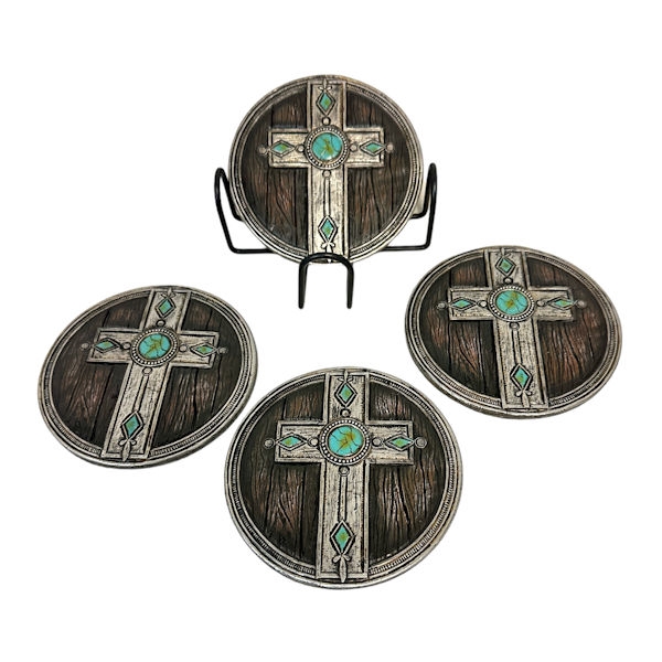 14019 CROSS COASTERS SET Dcor