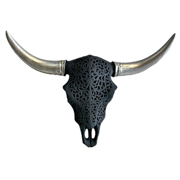 14049 BLACK BULL SKULL Dcor