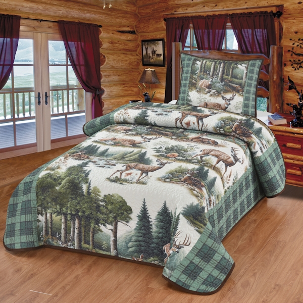 63913 Deer Forest Heaven Quilt Twin Blanket