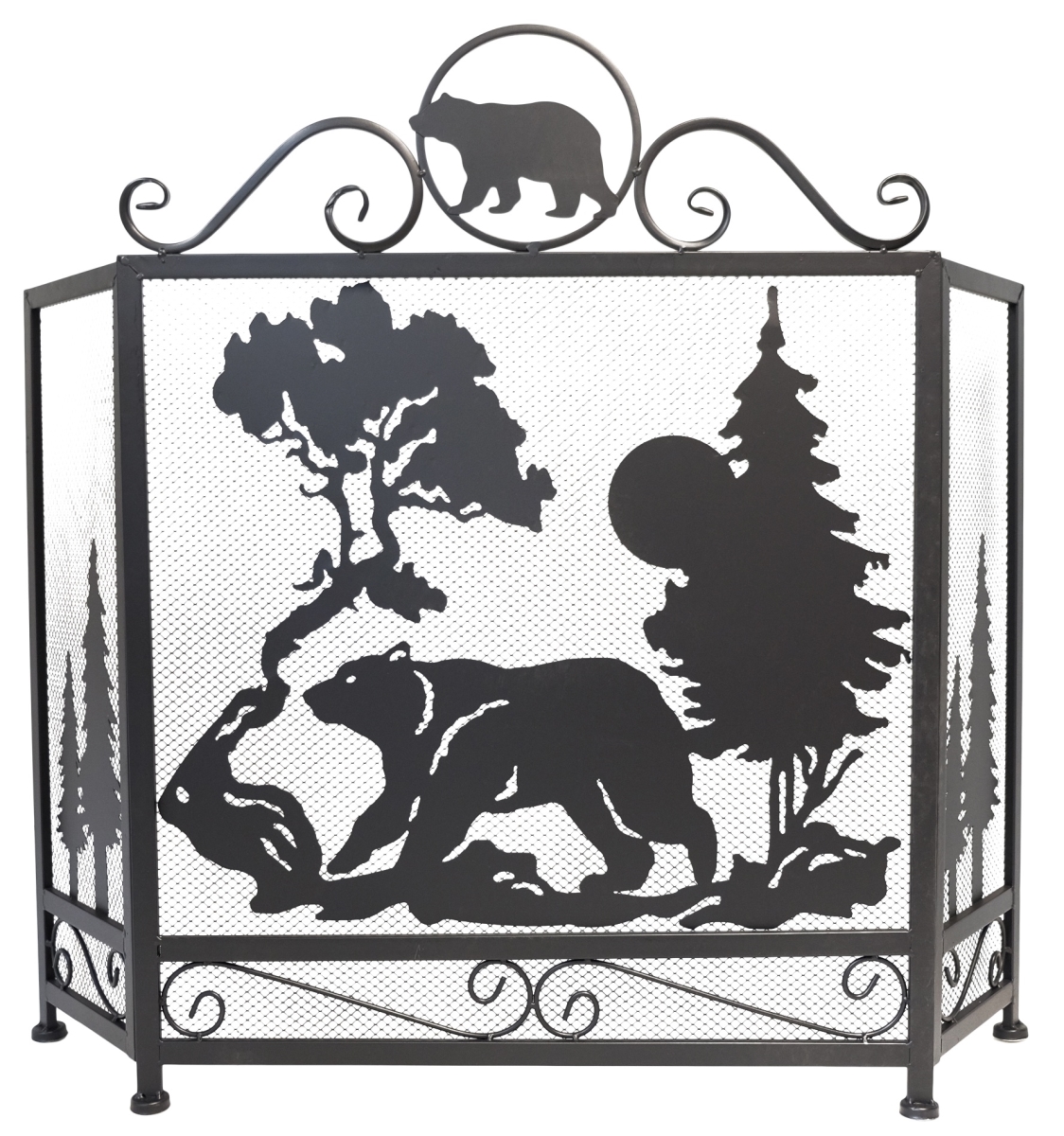 62223 Metal Heavy Bear And Trees Fire Screen