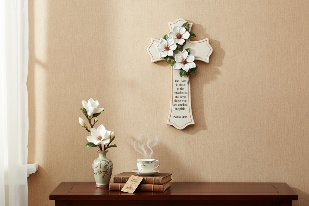 14976  FLORAL FAITH CROSS MAGNOLIA COMFORT