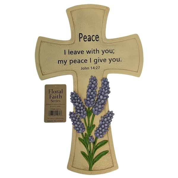 14972  FLORAL FAITH CROSS LAVENDER PEACE