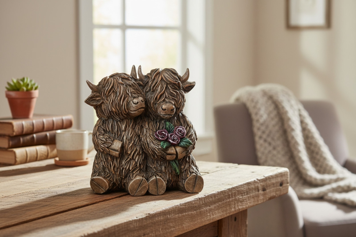 14943  HIGHLAND COW COUPLE Figurine