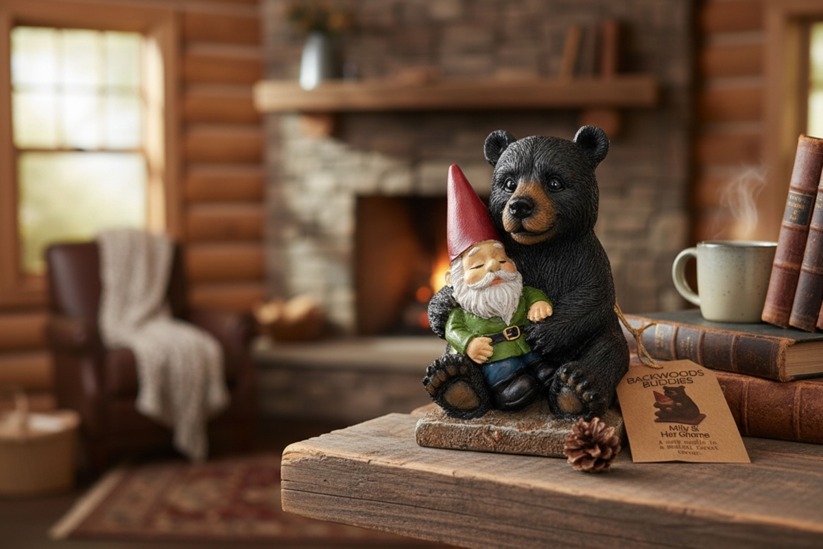15745  BACKWOODS BUDDIES MILLY & HER GNOME-BLACK BEAR
