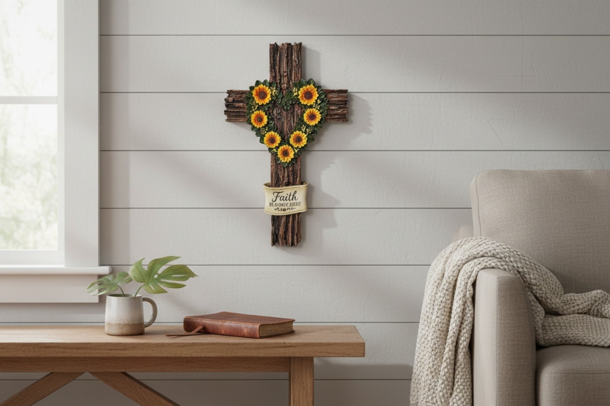 18016 Dlc Cross Sunflower Heart