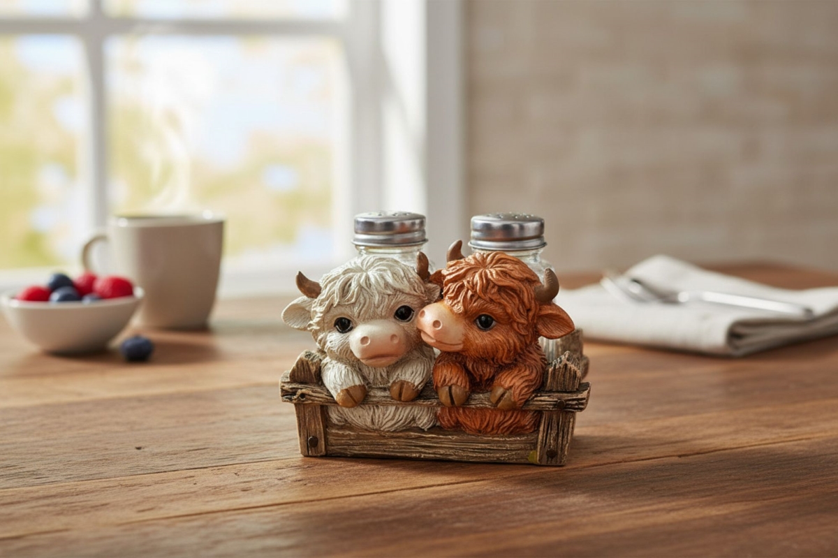 18021 D L C Two Highland Cows S/P Holder