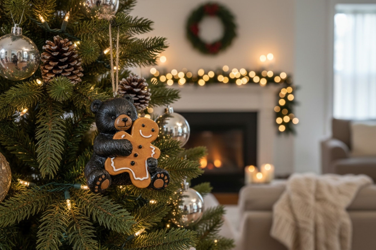 17092 Christmas Ornament Bear With Ginger Bread Doll