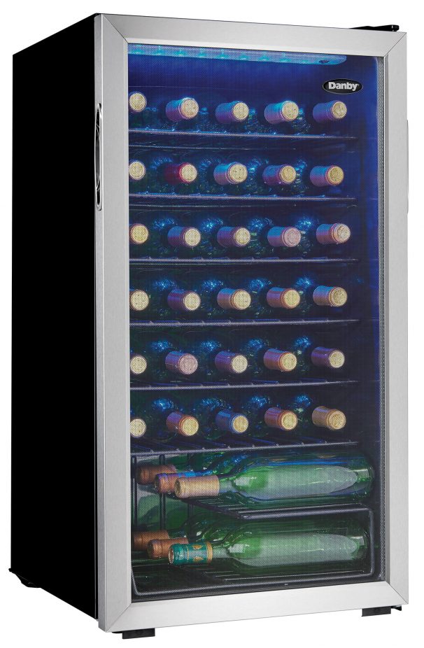 Picture of Danby DWC036A1BSSDB-6 36 oz Bottle Wine Cooler with Stainless Trim Glass Door, Black