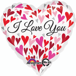 Picture of Anagram 66780 Helium I Love You Happy Hearts Flat Foil Balloon 